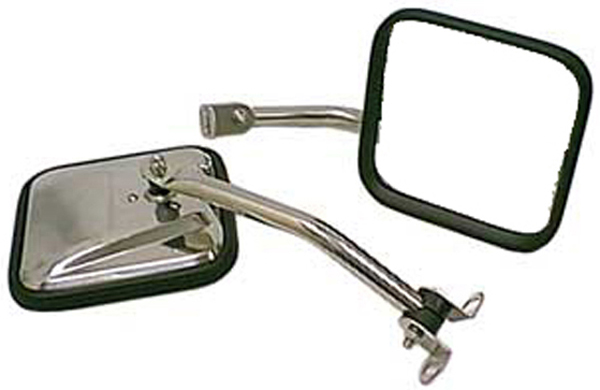 Jeep Wrangler Polished Stainless Steel CJ-Style Side Mirrors (1987-2002) - Year:1997-2002