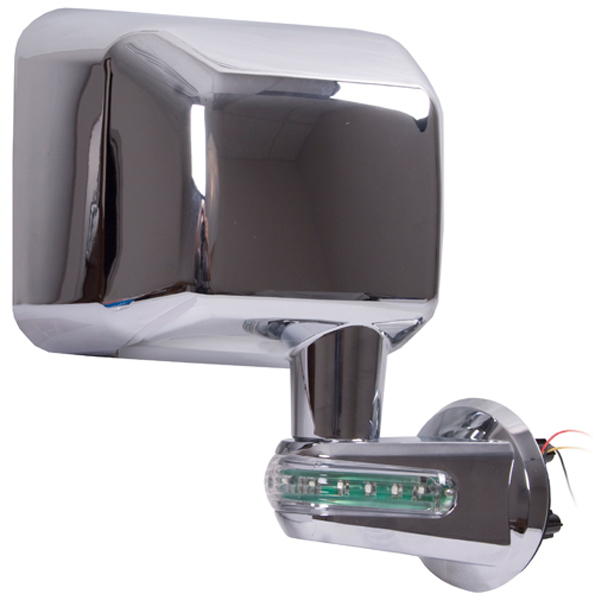 Jeep Wrangler JK Single Chrome Mirror W/LED Turn Signal Indicators (2007-2018) - Side:Driver
