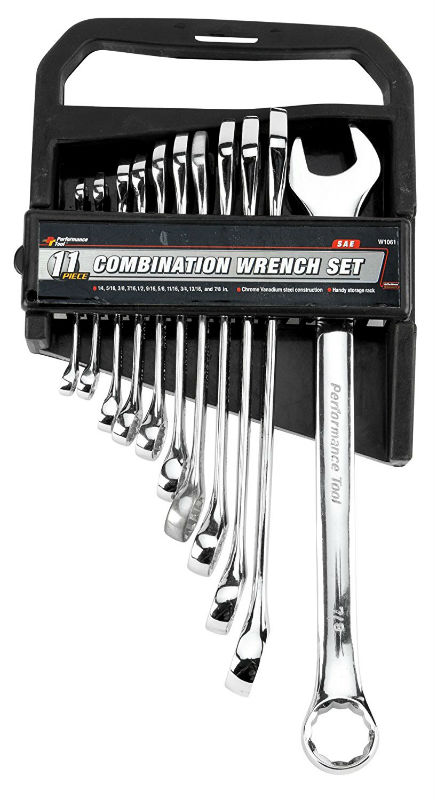 Performance Tool 11 Piece Polished Combination Wrench Set - Sizes:SAE