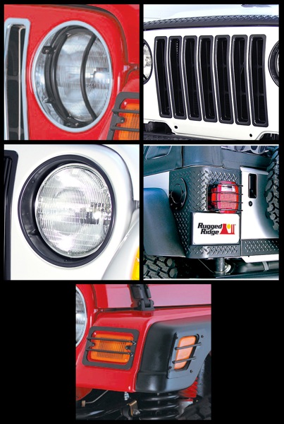 Jeep Wrangler TJ Black 15 Pc. Euro Guard, Headlight Bezel & Grille Insert Kit (1997-2006)
