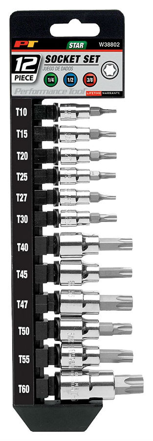 Performance Tool Polished Chrome Star Bit Socket Set (12 Piece)