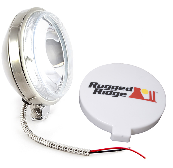 Rugged Ridge Single 6" Slim Round 100 Watt Fog Lamps - Color:Black