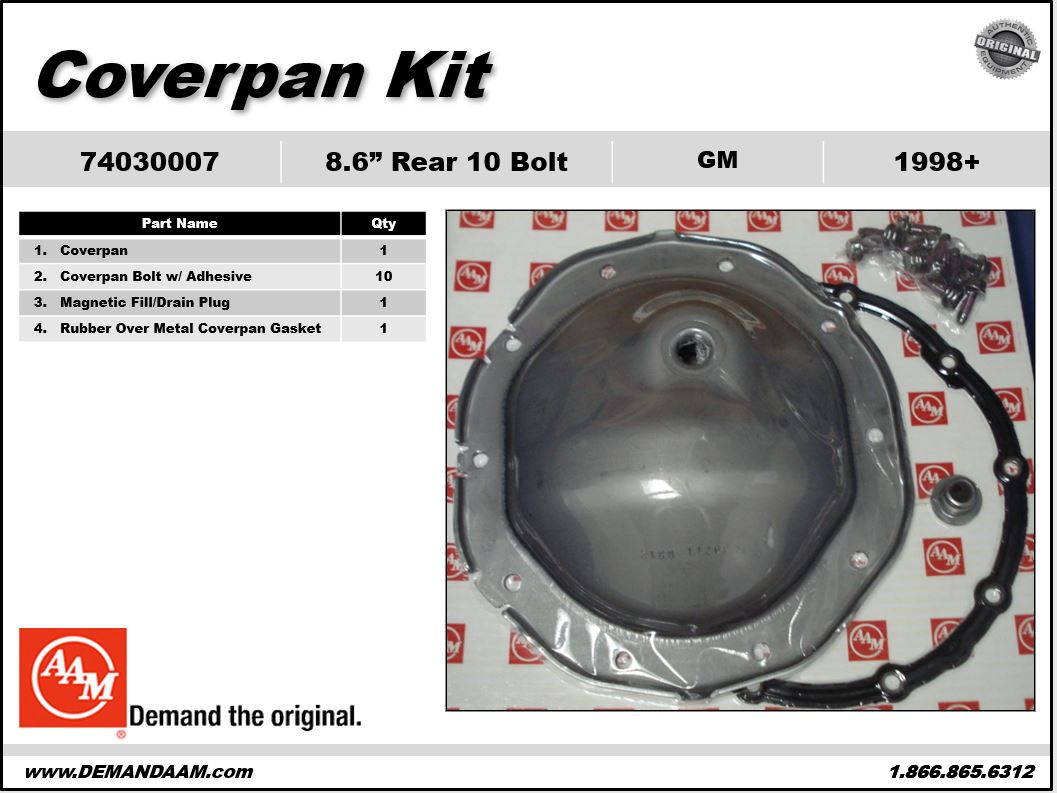 AAM Rear Axle Housing Cover Kit with Plug, Brackets, Gasket, and Bolt - 74030007