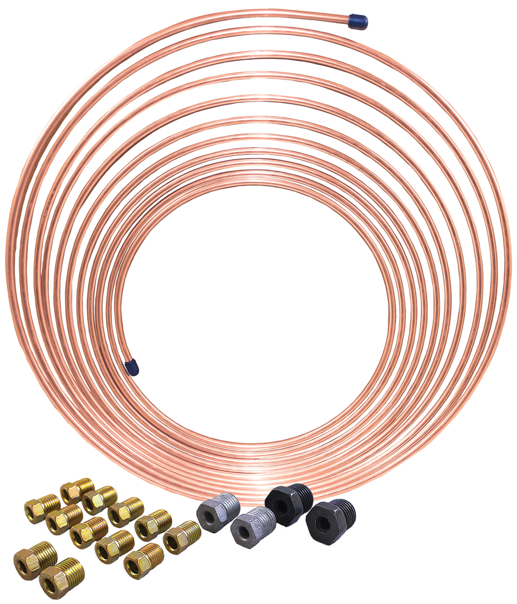 AGS Nickel Copper Brake Line Coil & Tube Nut Kit - Size:3/16 x 25