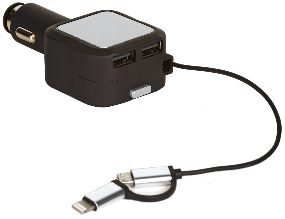 12V USB Retractable Multiple Smartphone Charger