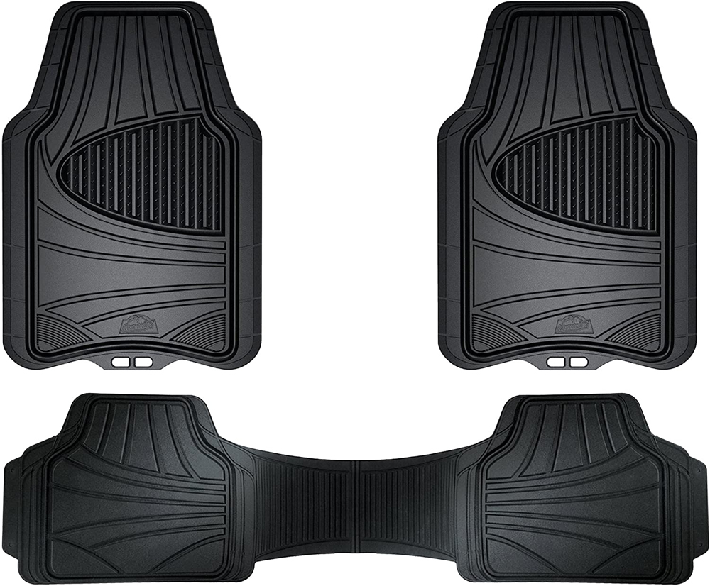 Armor All 3 Piece Heavy Duty Full Coverage Rubber Floor Mat Set - Colors:Black
