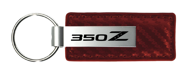 350Z Carbon Fiber Leather Key Fob - Burgundy