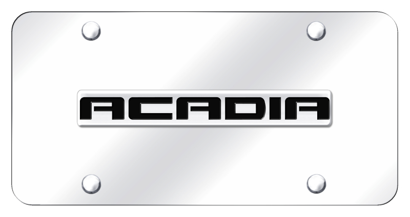 Acadia Name License Plate - Chrome on Mirrored