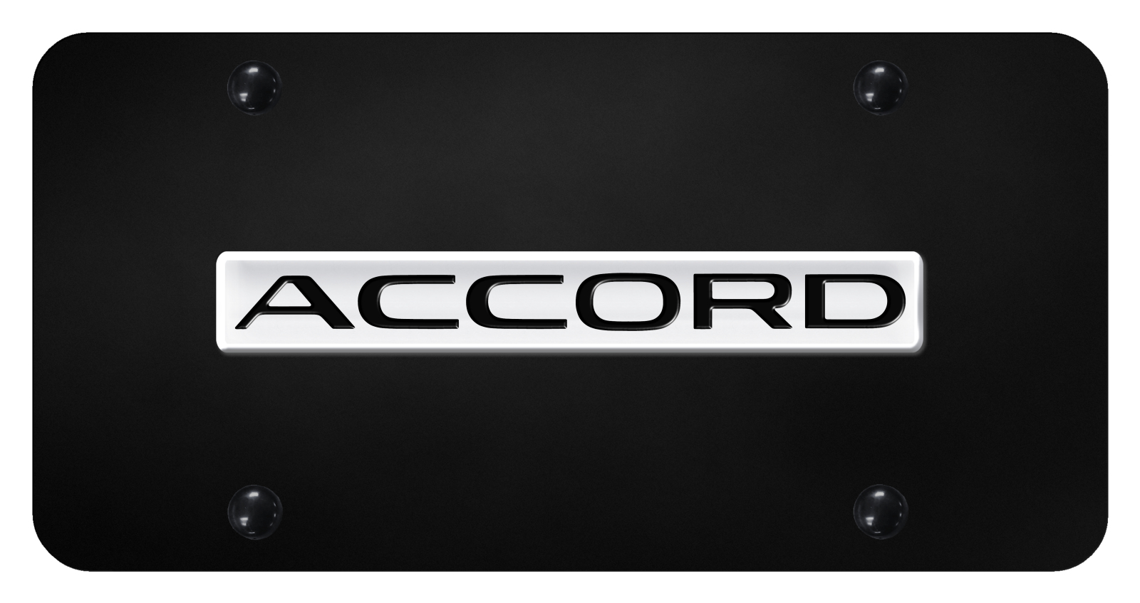Accord Name License Plate - Chrome on Black