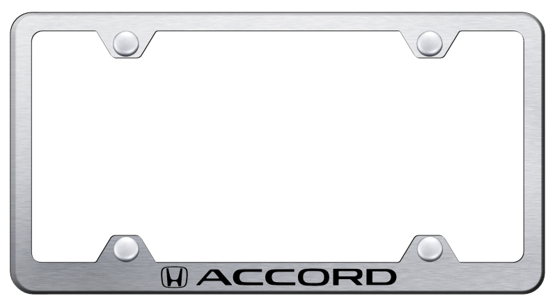Honda Accord Laser Etched Stainless Steel Wide License Plate Frame - Finish:Brush