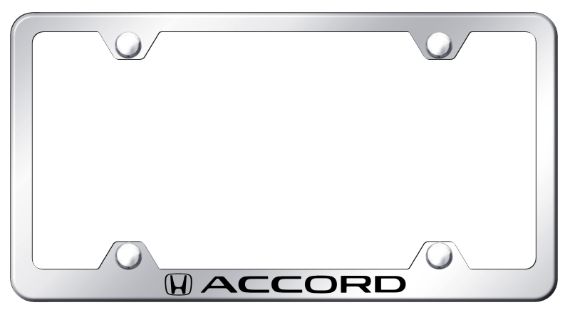 Honda Accord Laser Etched Stainless Steel Wide License Plate Frame - Finish:Mirror