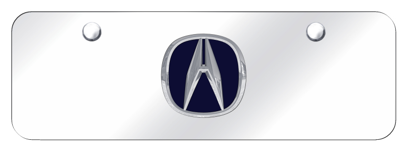 Acura (Blue Fill) Mini Plate - Chrome on Mirrored