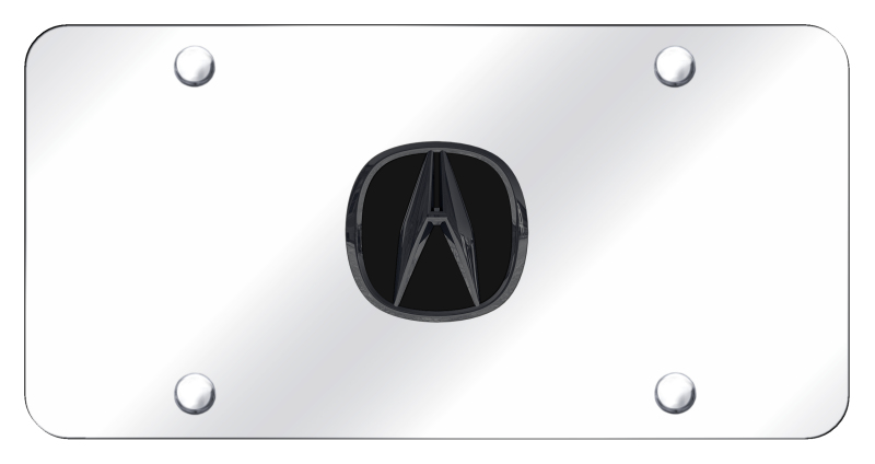 Acura License Plate - Black Pearl on Mirrored