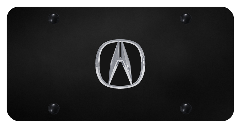 Acura License Plate - Chrome on Black