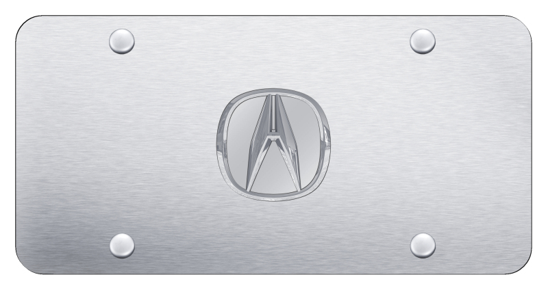 Acura (No Fill) License Plate - Chrome on Brushed
