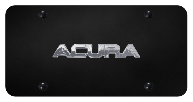 Acura OEM Name License Plate - Chrome on Black