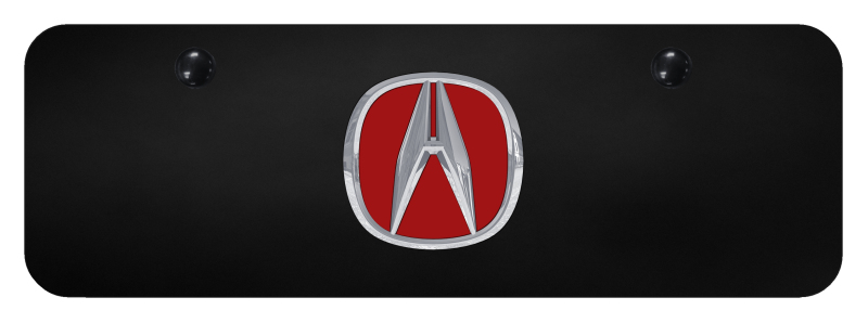 Acura (Red Fill) Mini Plate - Chrome on Black