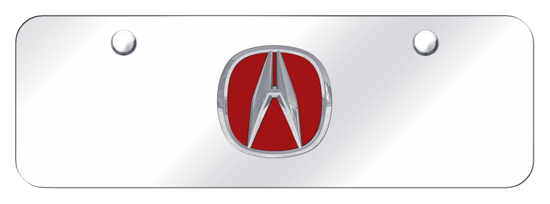 Acura (Red Fill) Mini Plate - Chrome on Mirrored