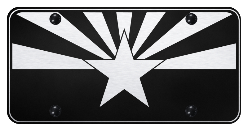 Arizona Subdued Flag License Plate - Laser Etched Black