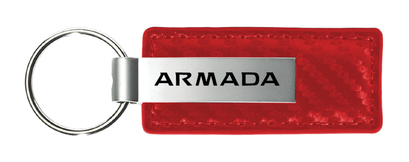 Armada Carbon Fiber Leather Key Fob - Red