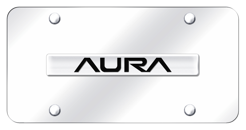 Aurora Name License Plate - Chrome on Mirrored