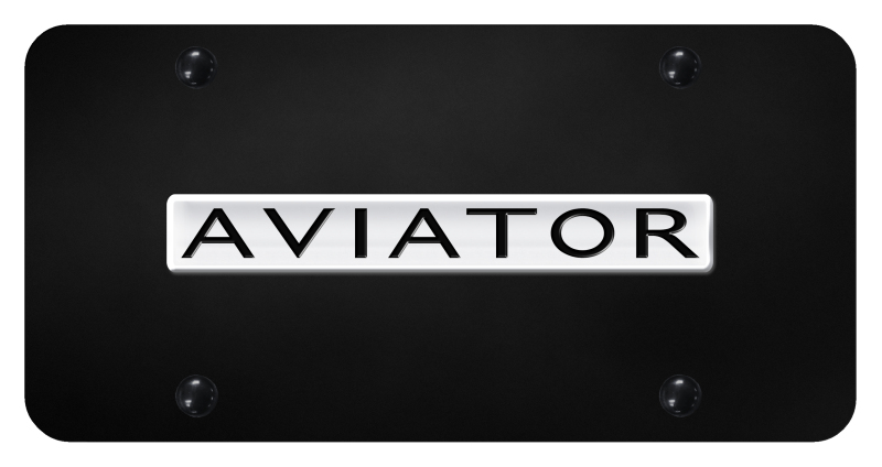 Aviator Name License Plate - Chrome on Black