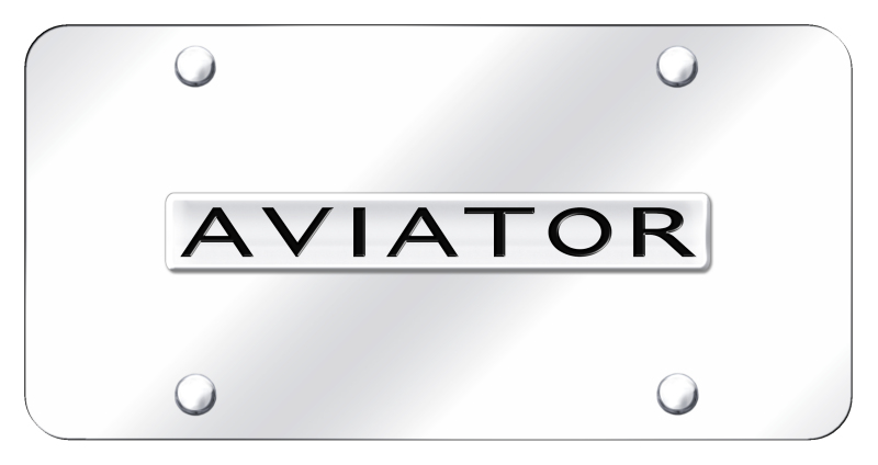 Aviator Name License Plate - Chrome on Mirrored
