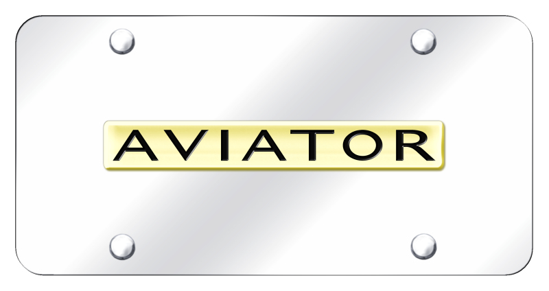 Aviator Name License Plate - Gold on Mirrored