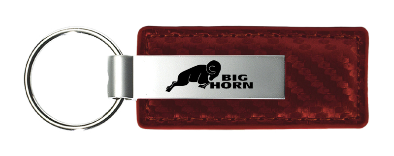 Big Horn Carbon Fiber Leather Key Fob - Burgundy