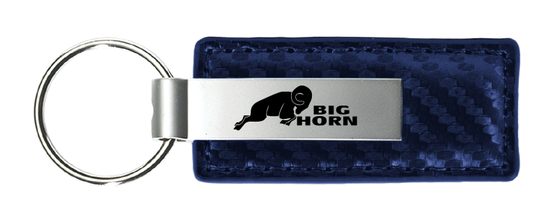 Big Horn Carbon Fiber Leather Key Fob - Navy