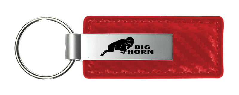 Big Horn Carbon Fiber Leather Key Fob - Red