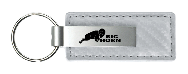 Big Horn Carbon Fiber Leather Key Fob - White