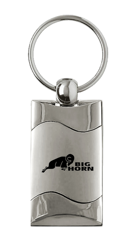 Big Horn Rectangular Wave Key Fob - Silver