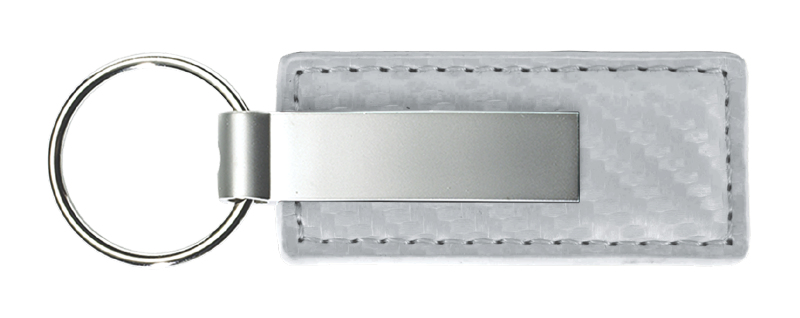 Blank Carbon Fiber Leather Key Fob - White