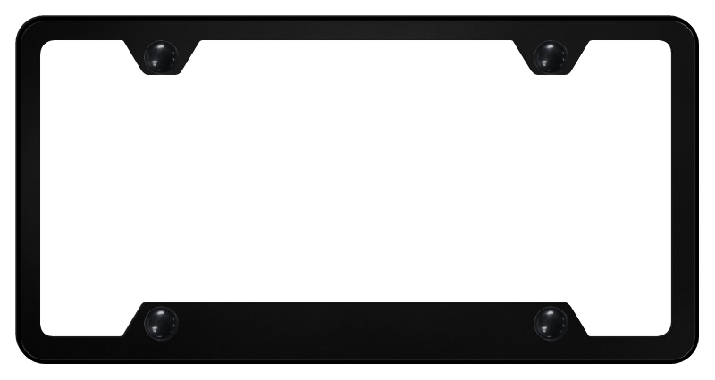 4-Hole Laser Etched Stainless Steel Cut-Out License Plate Frame - Finish:Black