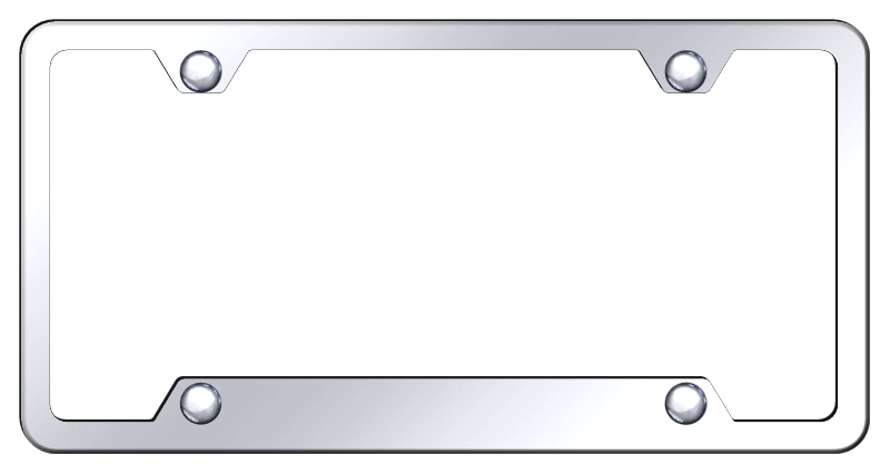 4-Hole Laser Etched Stainless Steel Cut-Out License Plate Frame - Finish:Mirrored