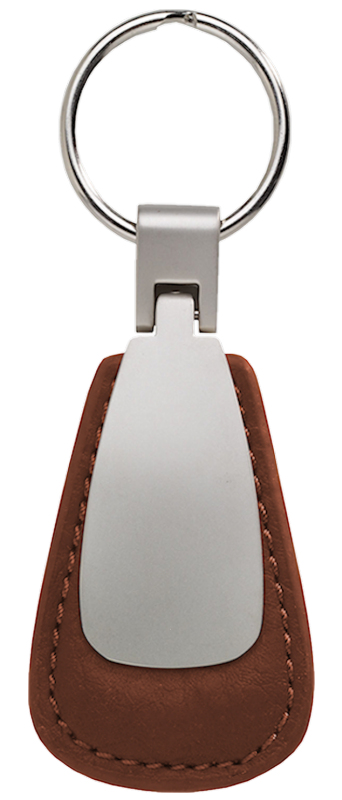 Blank Leather Teardrop Key Fob - Brown