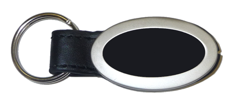 Blank Oval Leather Key Fob - Black