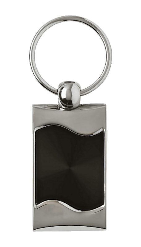 Blank Rectangular Wave Key Fob - Black