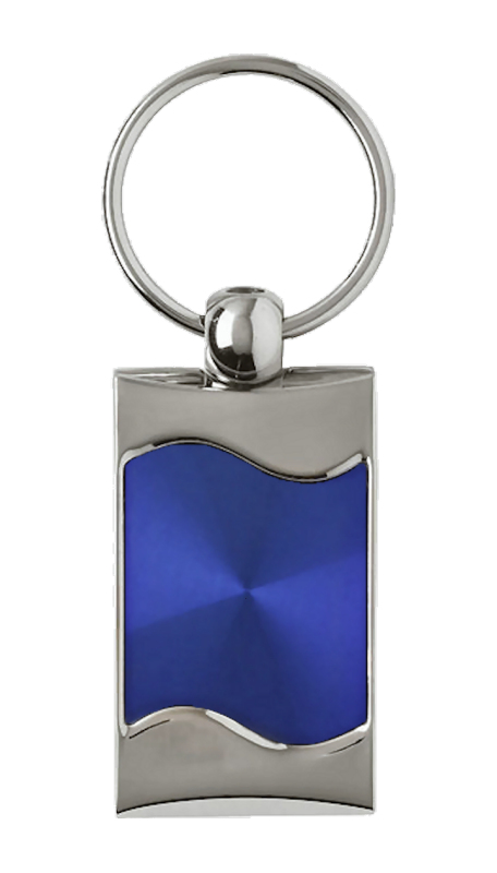 Blank Rectangular Wave Key Fob - Blue