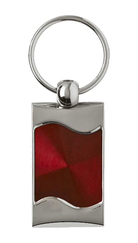 Blank Rectangular Wave Key Fob - Burgundy