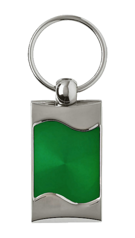 Blank Rectangular Wave Key Fob - Green