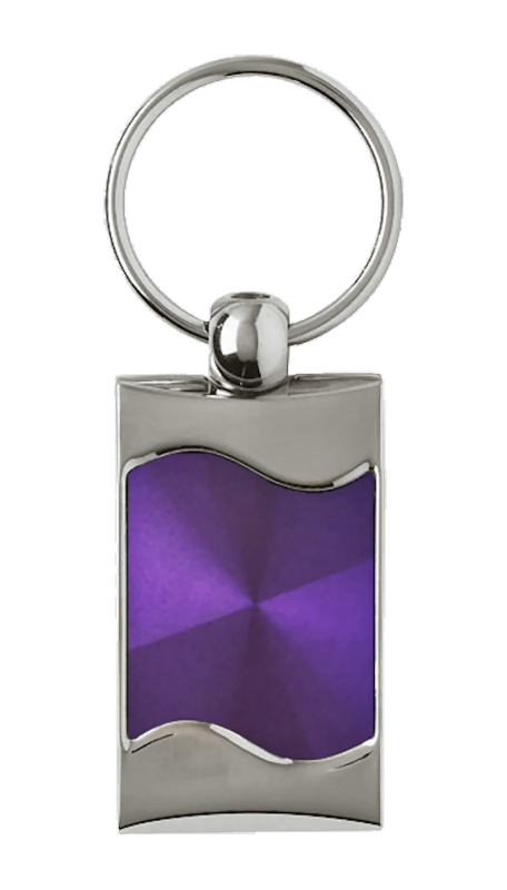 Blank Rectangular Wave Key Fob - Purple