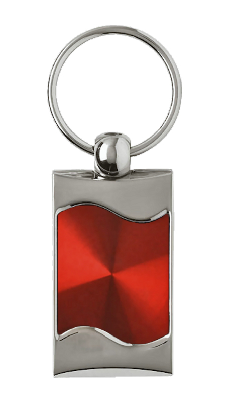 Blank Rectangular Wave Key Fob - Red