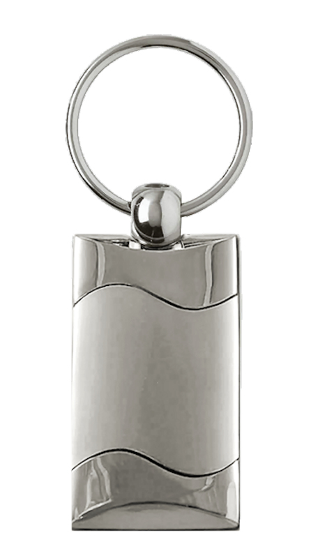 Blank Rectangular Wave Key Fob - Silver