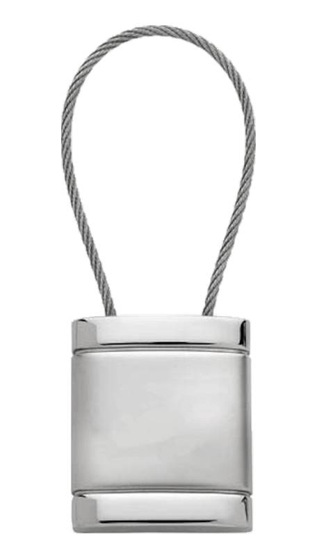 Blank Satin-Chrome Cable Key Fob - Silver