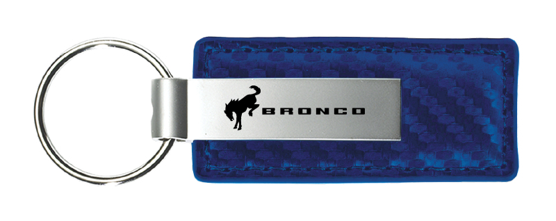 Bronco 2020 Carbon Fiber Leather Key Fob - Blue