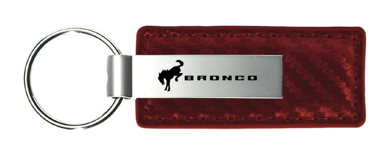 Bronco 2020 Carbon Fiber Leather Key Fob - Burgundy