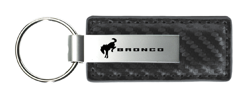 Bronco 2020 Carbon Fiber Leather Key Fob - Gun Metal
