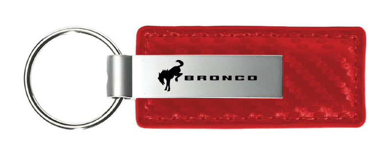 Bronco 2020 Carbon Fiber Leather Key Fob - Red